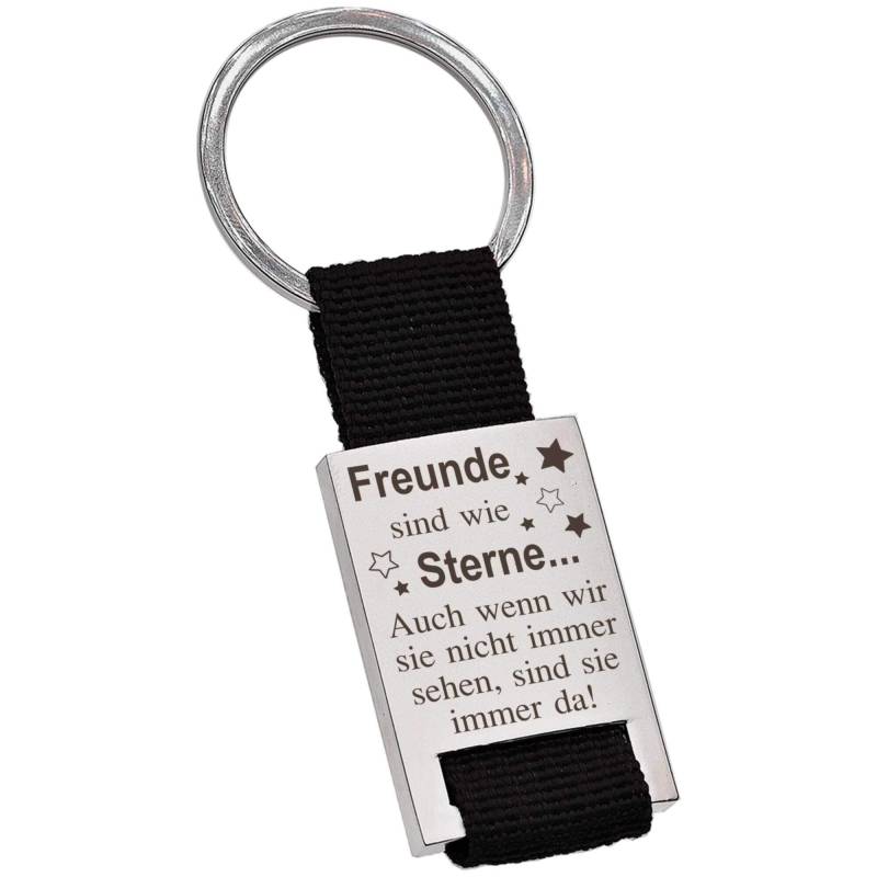 PAKADI Schlüsselanhänger mit Gravur - Freunde sind wie Sterne...Auch wenn wir sie Nicht Immer sehen, sind sie Immer da! Farbe schwarz von PAKADI