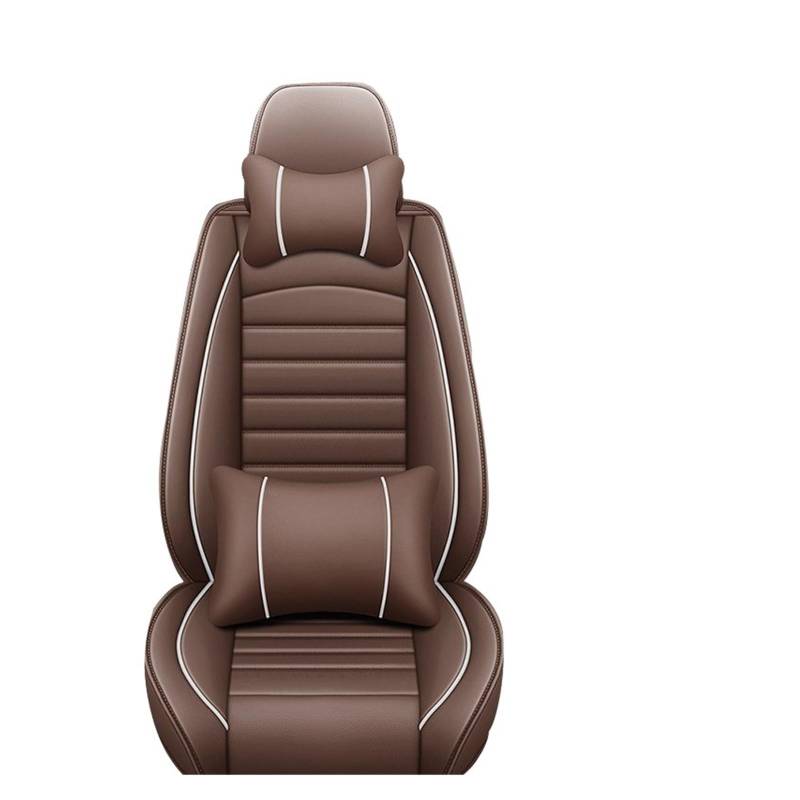 PAKAGVTTB Sitzbezüge All Inclusive Auto Ledersitzbezug für ZOTYE 2008 5008 T200 T600 Z100 Z200 für Z300 Z500 Autozubehör Schutz Vordersitzbezüge(Brown Pillow) von PAKAGVTTB
