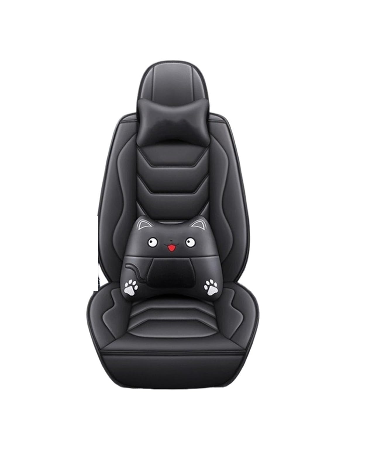 PAKAGVTTB Sitzbezüge All-Inclusive-Universal-Auto-Ledersitzbezug für VW für Polo für Quest für Tiguan Zubehörschutz Vordersitzbezüge(All Black Pillow) von PAKAGVTTB