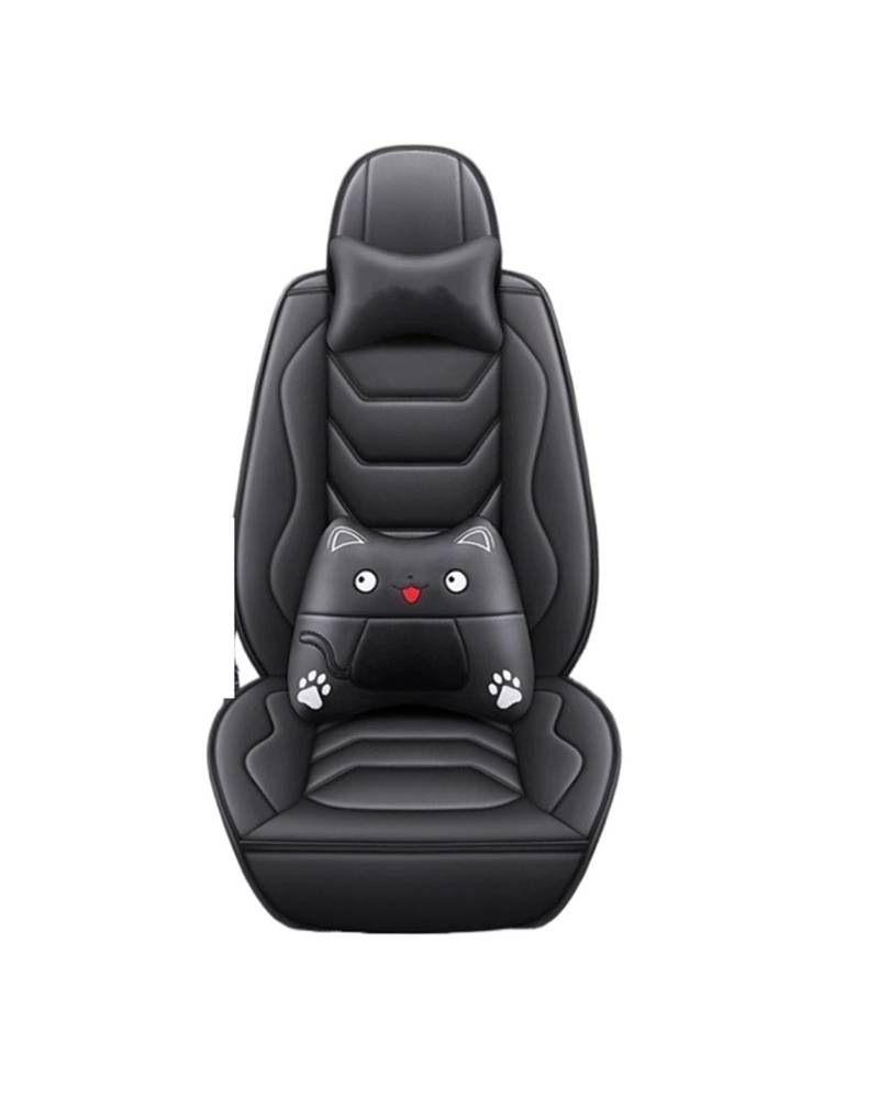 PAKAGVTTB Sitzbezüge All-Inclusive-Universal-Auto-Ledersitzbezug für VW für Polo für Quest für Tiguan Zubehörschutz Vordersitzbezüge(All Black Pillow) von PAKAGVTTB