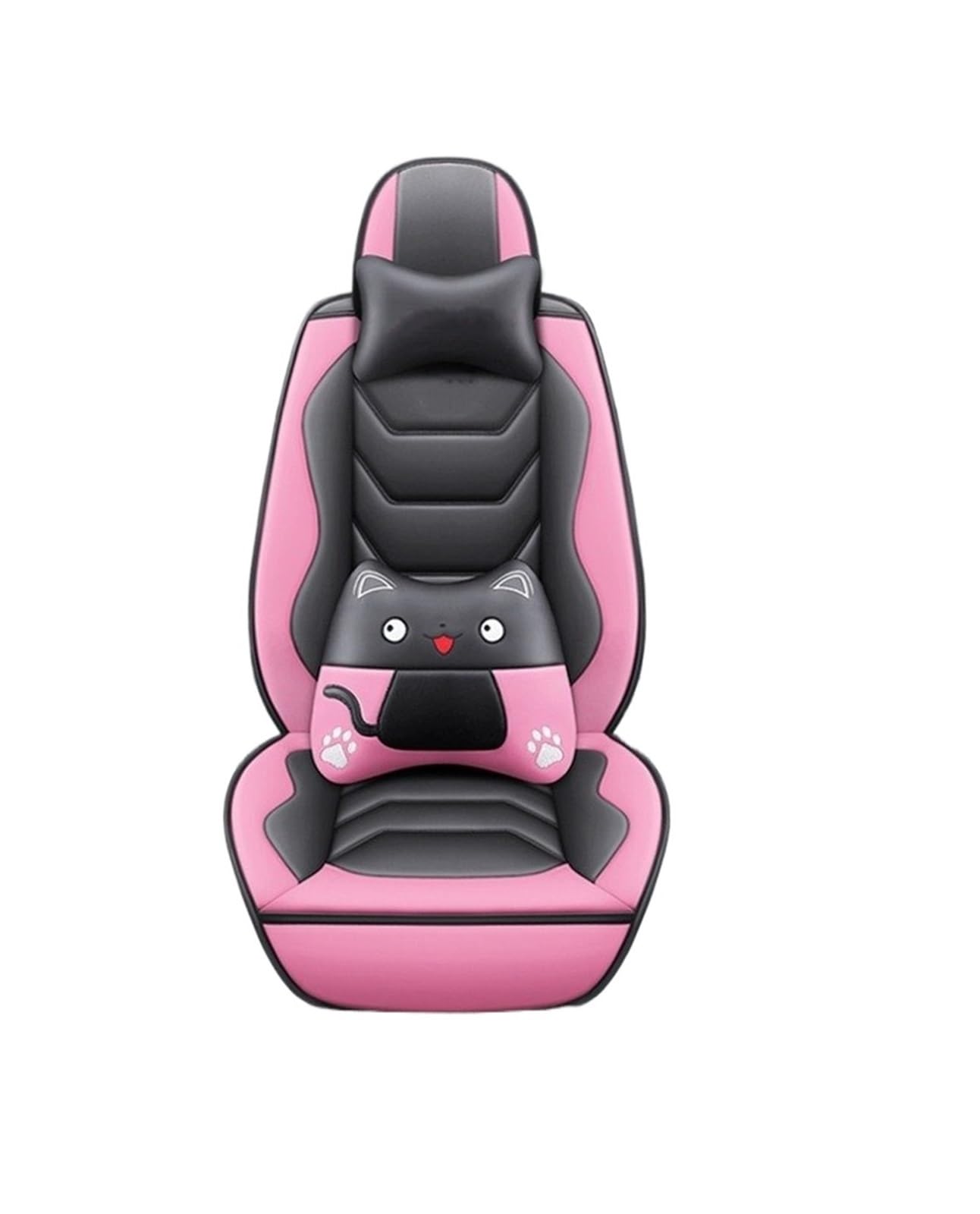 PAKAGVTTB Sitzbezüge All-Inclusive-Universal-Auto-Ledersitzbezug für VW für Polo für Quest für Tiguan Zubehörschutz Vordersitzbezüge(Black pink Pillow) von PAKAGVTTB