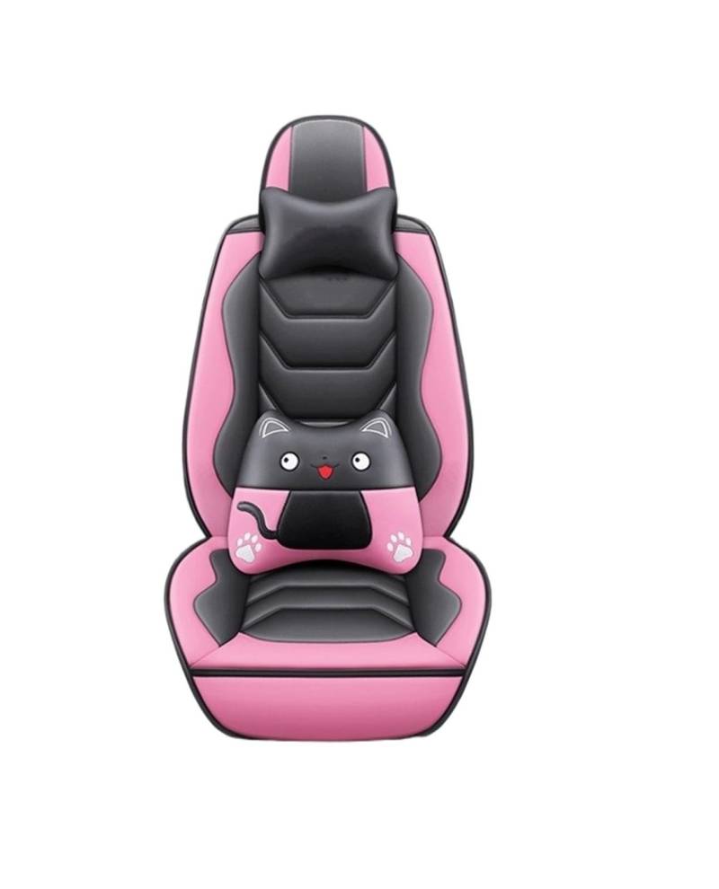 PAKAGVTTB Sitzbezüge All-Inclusive-Universal-Auto-Ledersitzbezug für VW für Polo für Quest für Tiguan Zubehörschutz Vordersitzbezüge(Black pink Pillow) von PAKAGVTTB