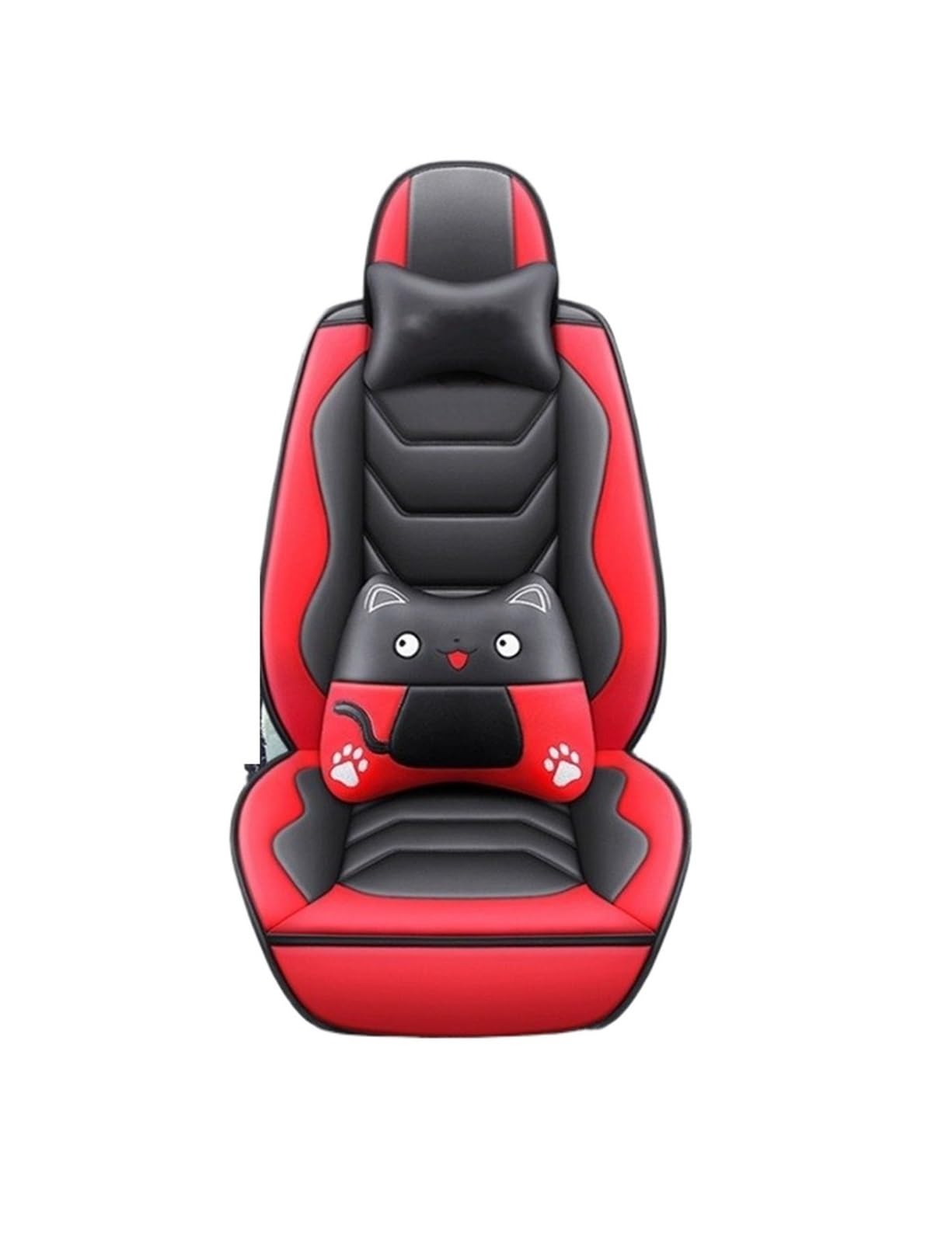 PAKAGVTTB Sitzbezüge All-Inclusive-Universal-Auto-Ledersitzbezug für VW für Polo für Quest für Tiguan Zubehörschutz Vordersitzbezüge(Black red Pillow) von PAKAGVTTB