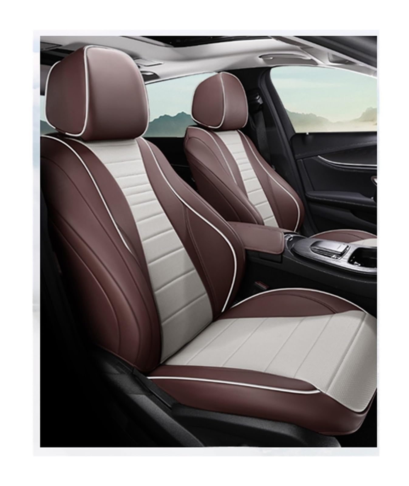 PAKAGVTTB Sitzbezüge Autositzbezüge für SsangYong für Korando für Tivoli XLV für Actyon für Sport für Rexton Geschenke Auto-Innenausstattung Vordersitzbezüge(Full Set-Coffee) von PAKAGVTTB