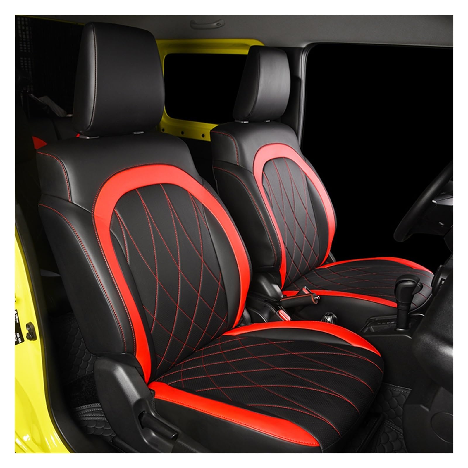 PAKAGVTTB Sitzbezüge Autositzbezug-Pad aus PU-Leder, modifiziertes wasserdichtes Innenzubehör für Suzuki für Jimny JB64 JB74 Vordersitzbezüge(Red) von PAKAGVTTB