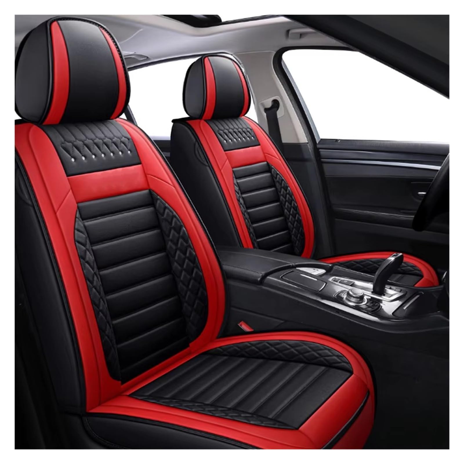 PAKAGVTTB Sitzbezüge Autositzbezug für Nissan für Qashqai J10 J11 für Juke für Murano Z51 X für Trail für Versa Zubehör Vordersitzbezüge(Black Red) von PAKAGVTTB