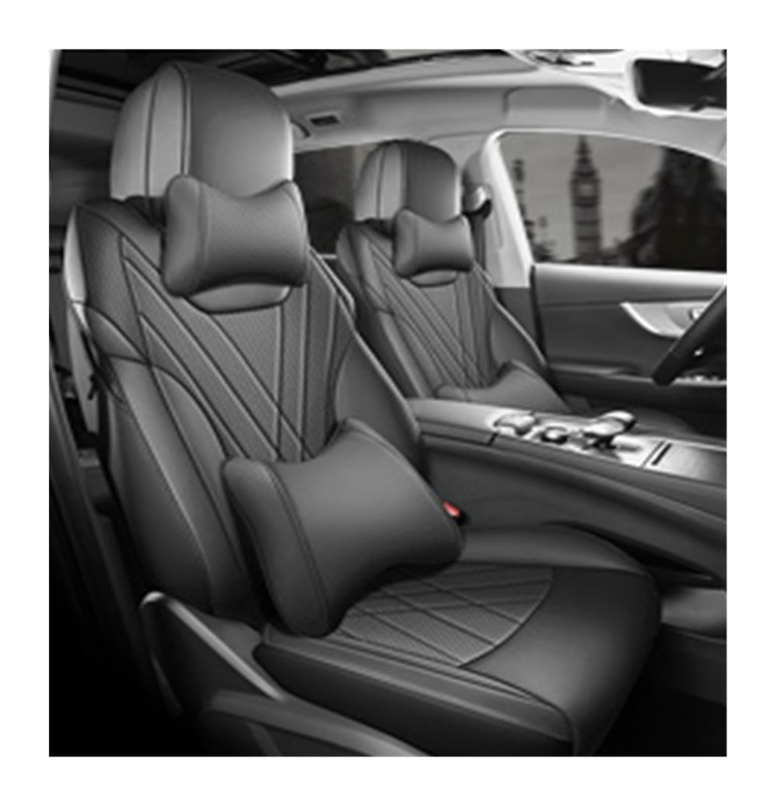 PAKAGVTTB Sitzbezüge Autozubehör Sitzbezüge Leder Speziell Für Chery Tiggo 8 Pro Tiggo 8 Plus Mit Vorne Und Hinten Komplettset 5 Sitze Vordersitzbezüge(Black 1) von PAKAGVTTB