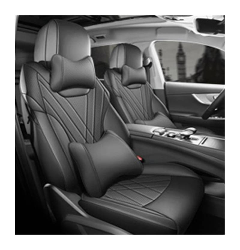 PAKAGVTTB Sitzbezüge Autozubehör Sitzbezüge Leder Speziell Für Chery Tiggo 8 Pro Tiggo 8 Plus Mit Vorne Und Hinten Komplettset 5 Sitze Vordersitzbezüge(Black 1) von PAKAGVTTB