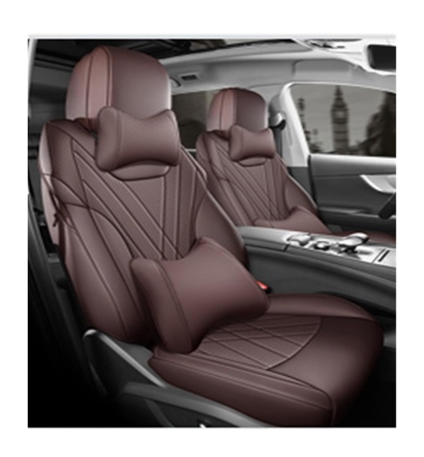 PAKAGVTTB Sitzbezüge Autozubehör Sitzbezüge Leder Speziell Für Chery Tiggo 8 Pro Tiggo 8 Plus Mit Vorne Und Hinten Komplettset 5 Sitze Vordersitzbezüge(Coffee 1) von PAKAGVTTB