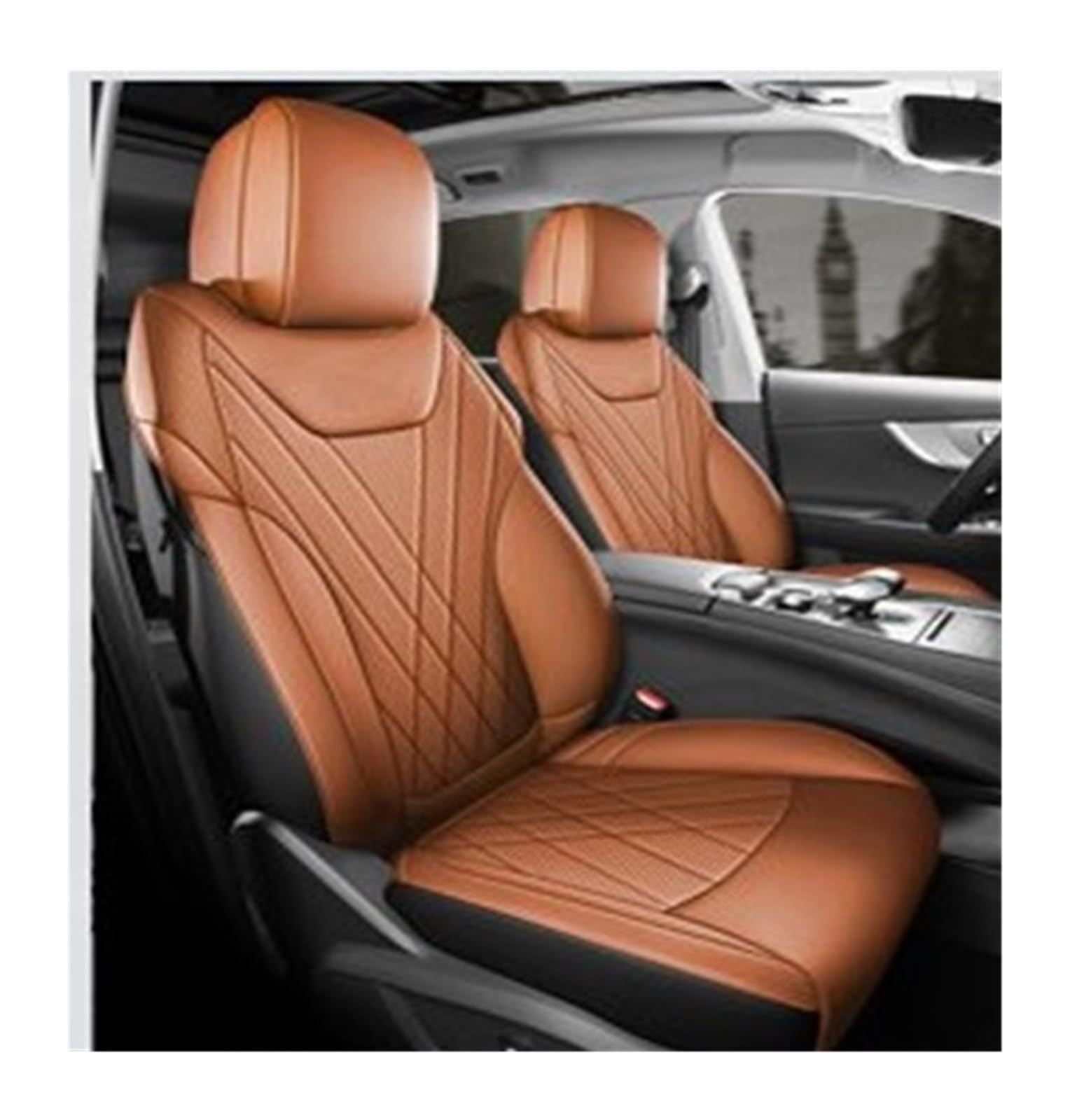 PAKAGVTTB Sitzbezüge Autozubehör Sitzbezüge Leder Speziell Für Chery Tiggo 8 Pro Tiggo 8 Plus Mit Vorne Und Hinten Komplettset 5 Sitze Vordersitzbezüge(Orange) von PAKAGVTTB