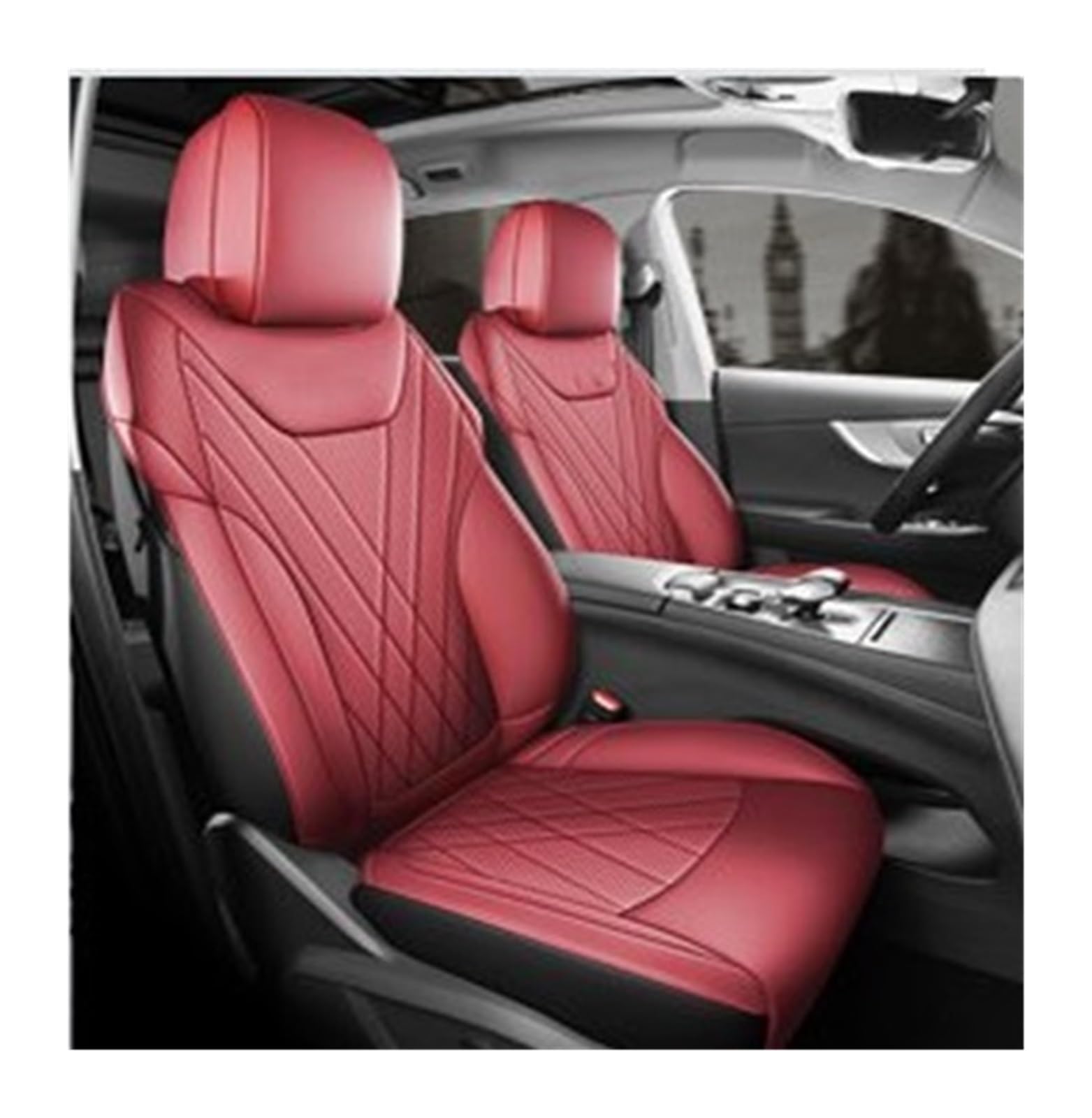 PAKAGVTTB Sitzbezüge Autozubehör Sitzbezüge Leder Speziell Für Chery Tiggo 8 Pro Tiggo 8 Plus Mit Vorne Und Hinten Komplettset 5 Sitze Vordersitzbezüge(Red) von PAKAGVTTB