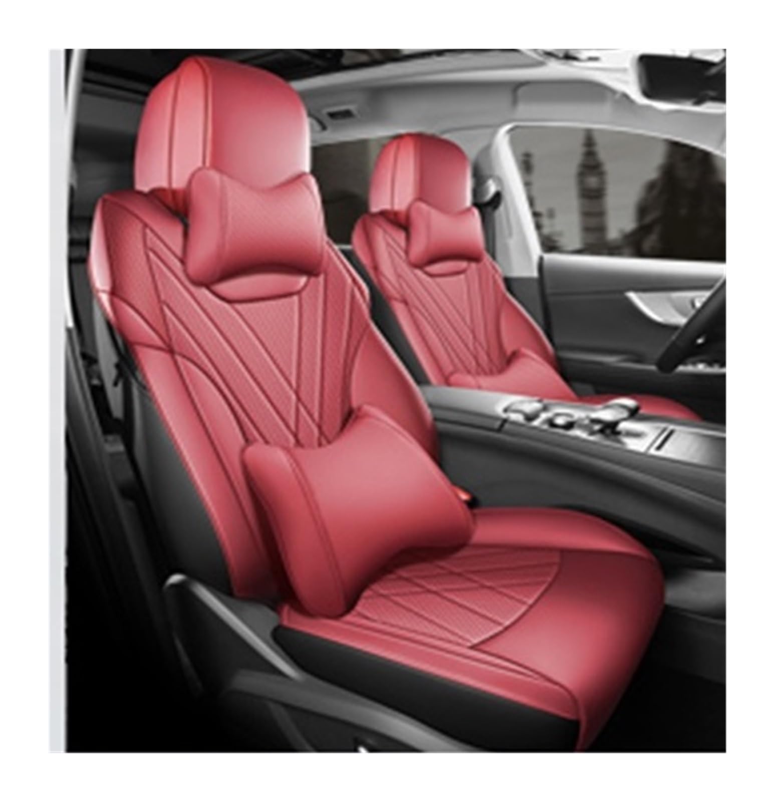 PAKAGVTTB Sitzbezüge Autozubehör Sitzbezüge Leder Speziell Für Chery Tiggo 8 Pro Tiggo 8 Plus Mit Vorne Und Hinten Komplettset 5 Sitze Vordersitzbezüge(Red 1) von PAKAGVTTB