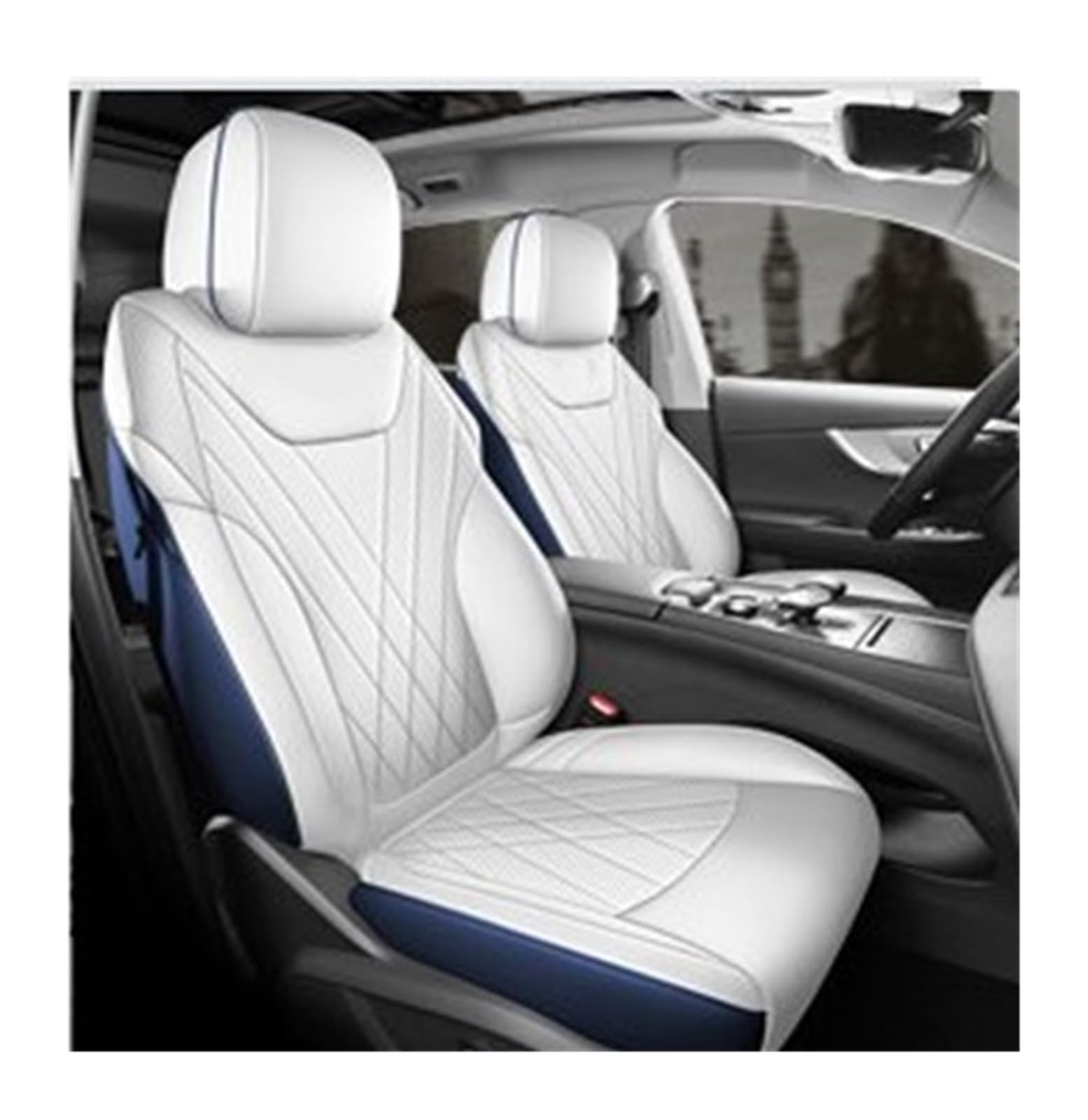 PAKAGVTTB Sitzbezüge Autozubehör Sitzbezüge Leder Speziell Für Chery Tiggo 8 Pro Tiggo 8 Plus Mit Vorne Und Hinten Komplettset 5 Sitze Vordersitzbezüge(White) von PAKAGVTTB