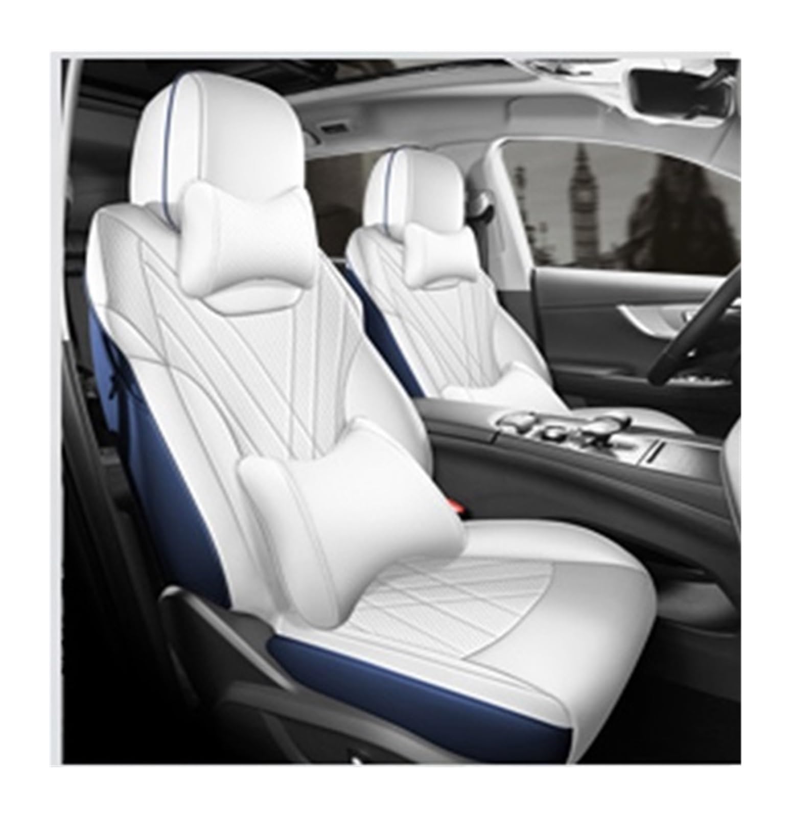 PAKAGVTTB Sitzbezüge Autozubehör Sitzbezüge Leder Speziell Für Chery Tiggo 8 Pro Tiggo 8 Plus Mit Vorne Und Hinten Komplettset 5 Sitze Vordersitzbezüge(White 1) von PAKAGVTTB