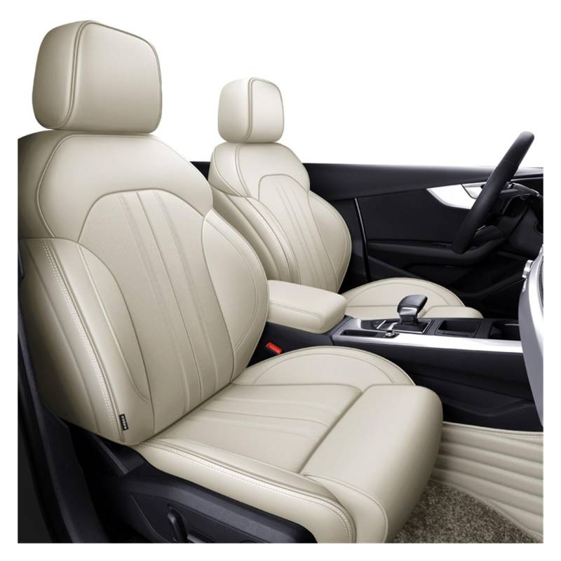 PAKAGVTTB Sitzbezüge Autozubehör Sitzbezüge für 5 Sitze Komplettset Leder Spezifisch für A4 für A6 für A3 für Q5 für Q7 TT für A7 für Q3 Vordersitzbezüge(Beige) von PAKAGVTTB