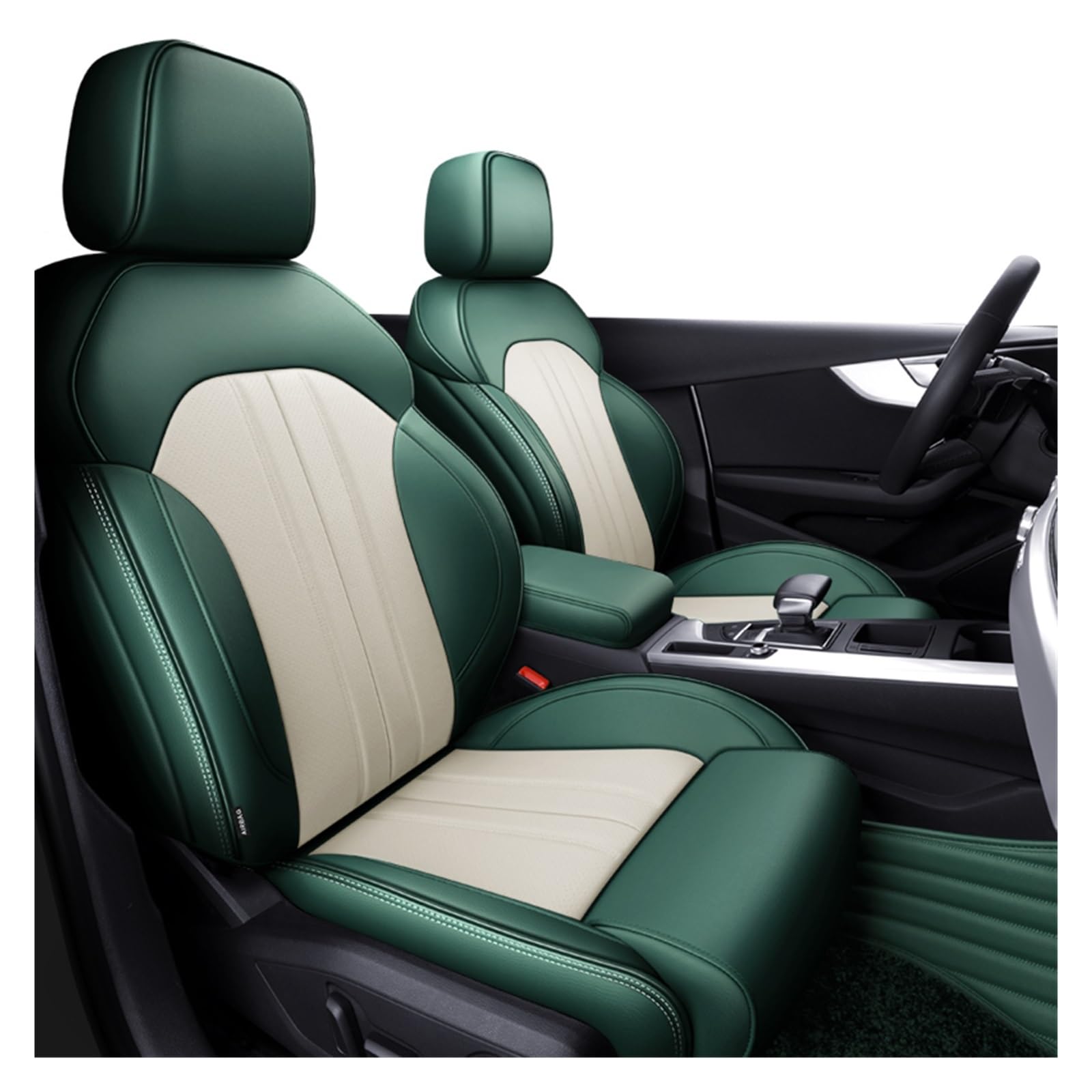 PAKAGVTTB Sitzbezüge Autozubehör Sitzbezüge für 5 Sitze Komplettset Leder Spezifisch für A4 für A6 für A3 für Q5 für Q7 TT für A7 für Q3 Vordersitzbezüge(Green) von PAKAGVTTB