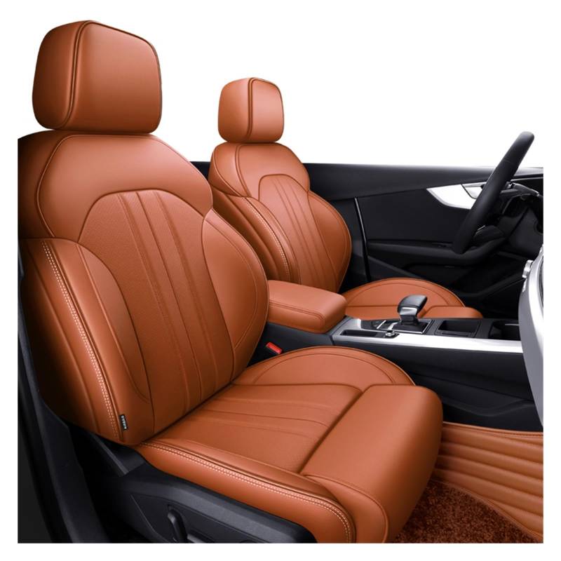 PAKAGVTTB Sitzbezüge Autozubehör Sitzbezüge für 5 Sitze Komplettset Leder Spezifisch für A4 für A6 für A3 für Q5 für Q7 TT für A7 für Q3 Vordersitzbezüge(Orange) von PAKAGVTTB