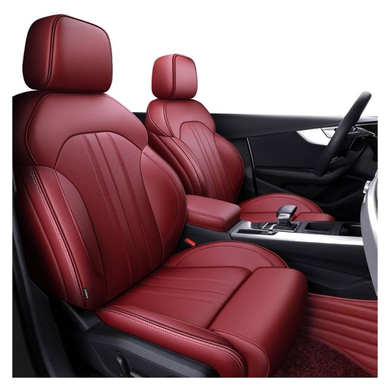 PAKAGVTTB Sitzbezüge Autozubehör Sitzbezüge für 5 Sitze Komplettset Leder Spezifisch für A4 für A6 für A3 für Q5 für Q7 TT für A7 für Q3 Vordersitzbezüge(Wine red) von PAKAGVTTB