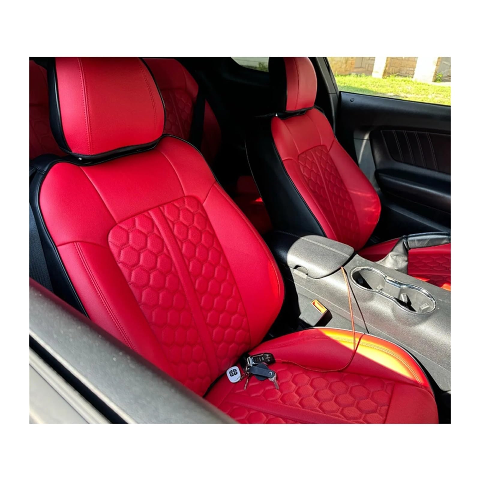 PAKAGVTTB Sitzbezüge Für Mustang Für Coupé 2015-2024 Autositzbezüge Für 4 Sitze Für Mustang Für Coupé GT Vorder- Und Rücksitz-Kits Abdeckung Vordersitzbezüge(Color 21) von PAKAGVTTB