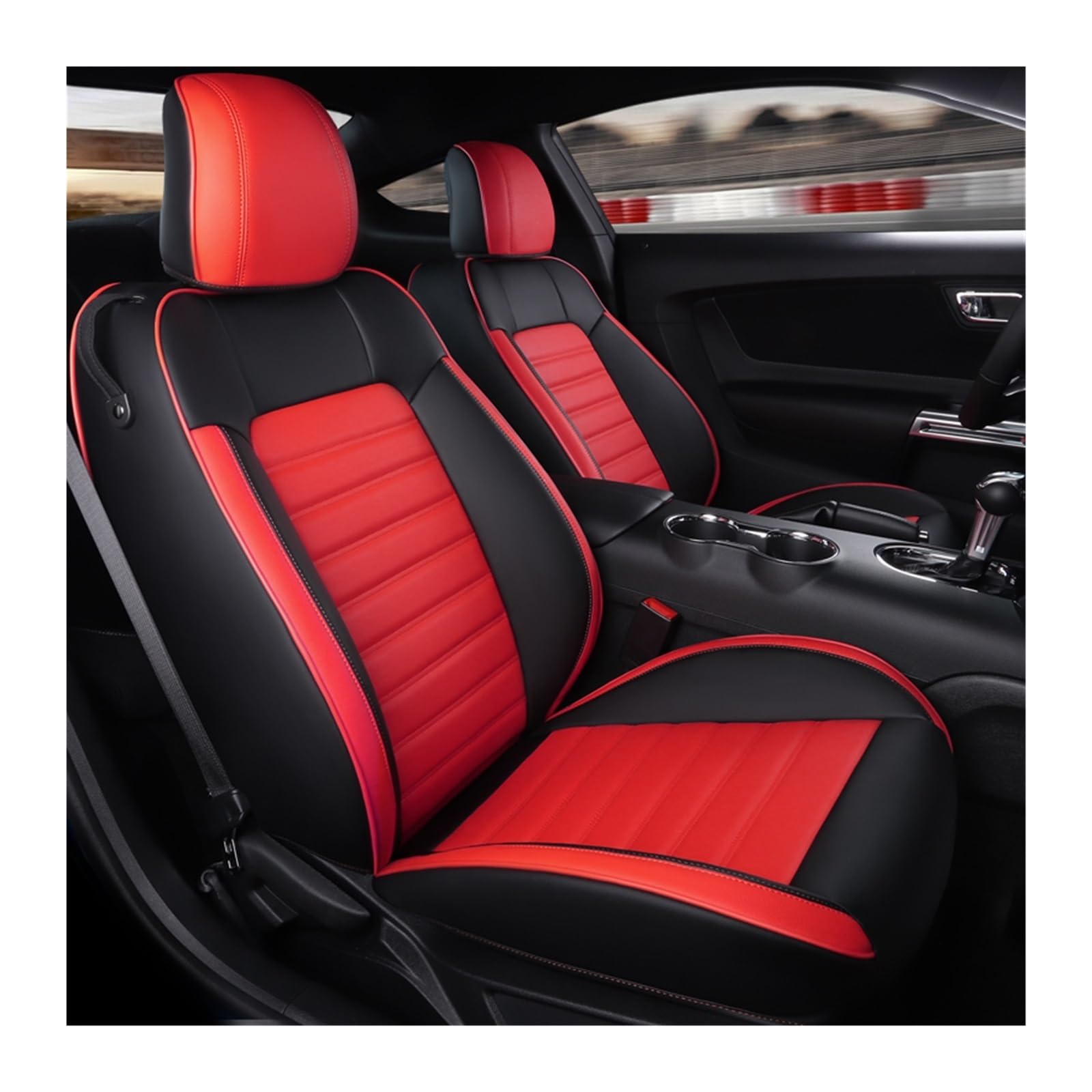 PAKAGVTTB Sitzbezüge Für Mustang Für Coupé 2015-2024 Autositzbezüge Für 4 Sitze Für Mustang Für Coupé GT Vorder- Und Rücksitz-Kits Abdeckung Vordersitzbezüge(Color 29) von PAKAGVTTB