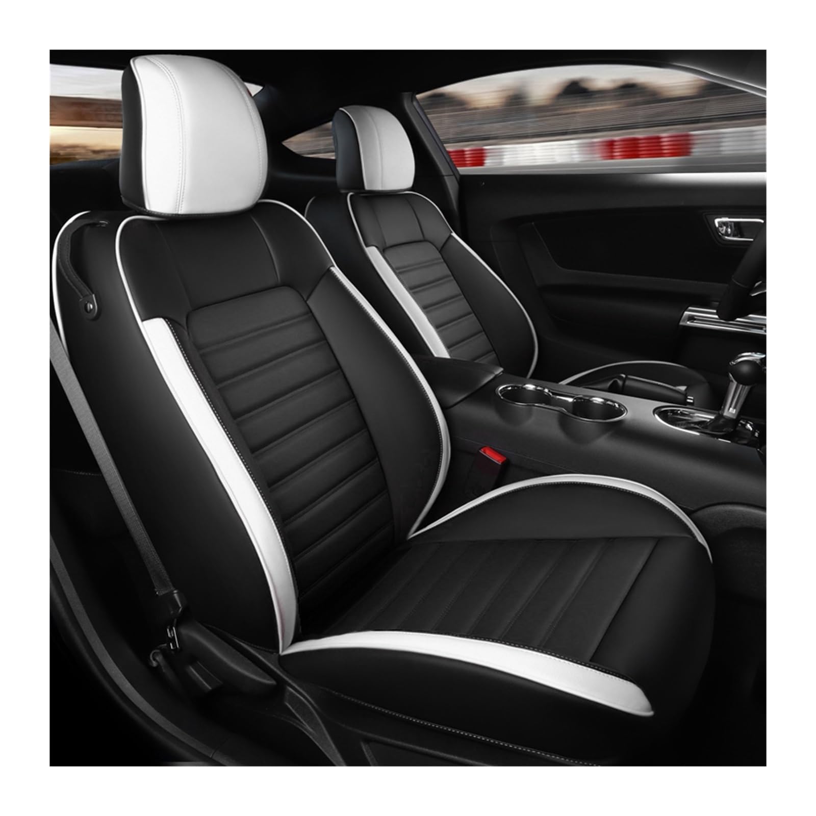 PAKAGVTTB Sitzbezüge Für Mustang Für Coupé 2015-2024 Autositzbezüge Für 4 Sitze Für Mustang Für Coupé GT Vorder- Und Rücksitz-Kits Abdeckung Vordersitzbezüge(Color 40) von PAKAGVTTB