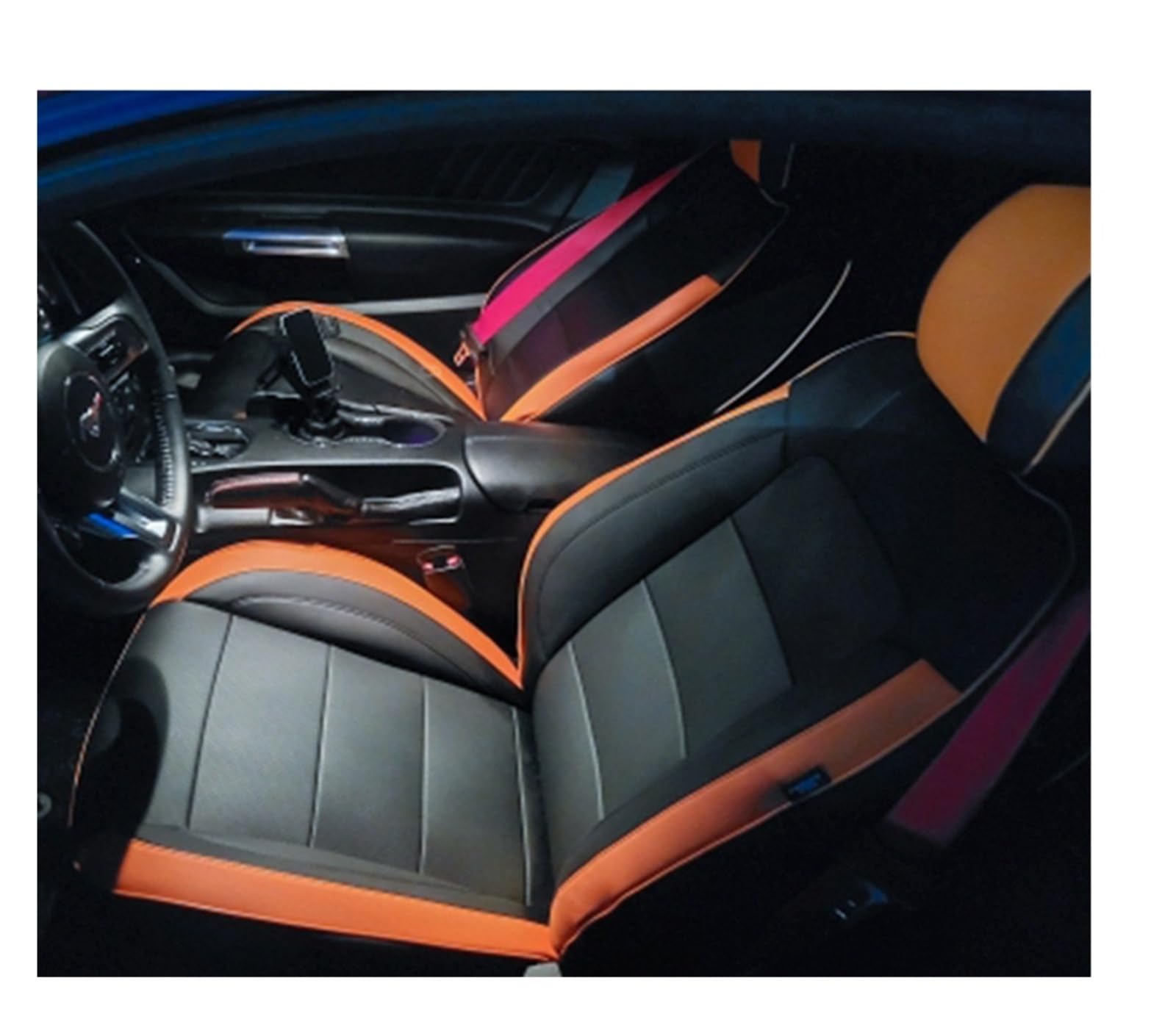 PAKAGVTTB Sitzbezüge Für Mustang Für Coupé 2015-2024 Autositzbezüge Für 4 Sitze Für Mustang Für Coupé GT Vorder- Und Rücksitz-Kits Abdeckung Vordersitzbezüge(Color 7) von PAKAGVTTB