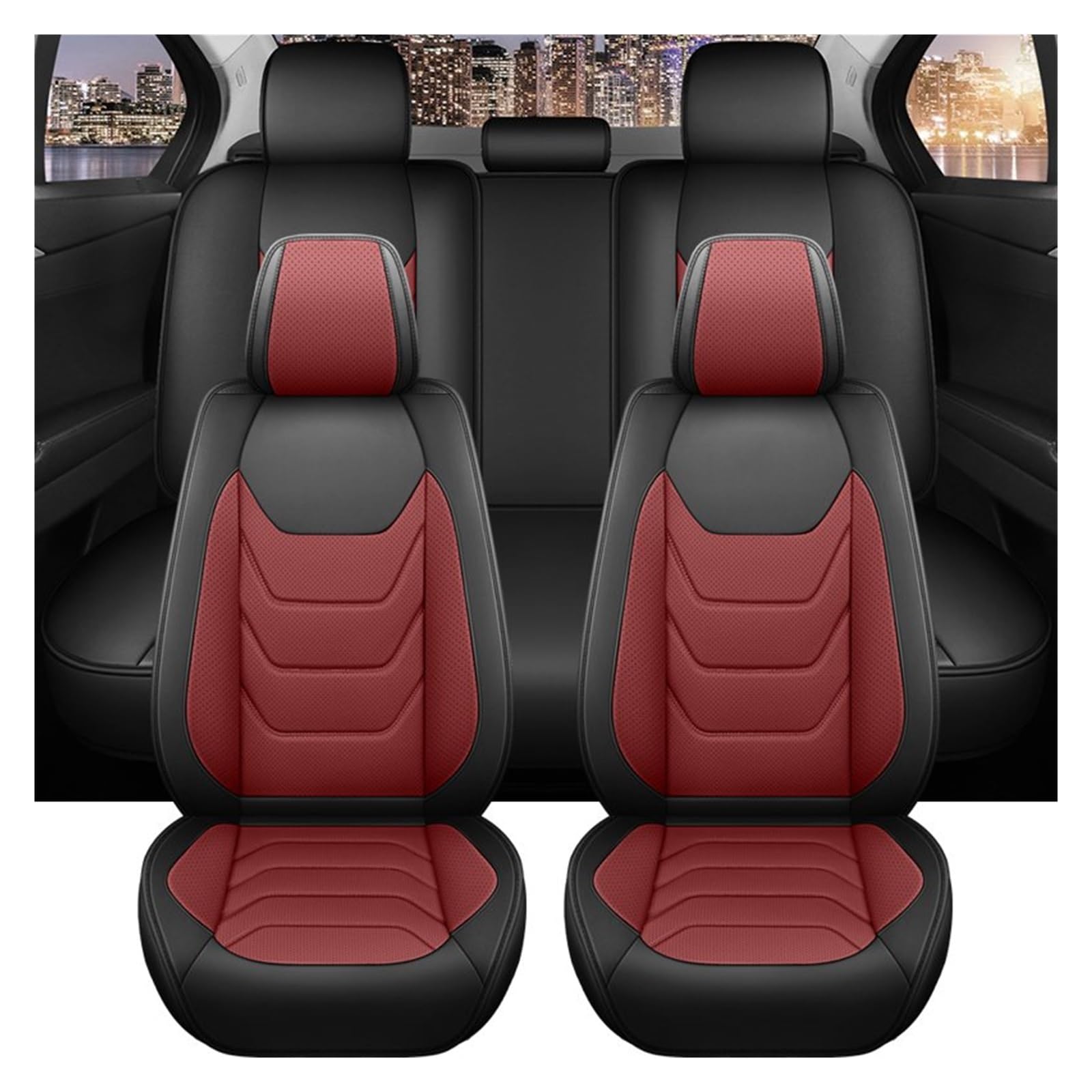 PAKAGVTTB Sitzbezüge Leder-Komplettset Autositzbezug Für Nissan Für Teana J32 Für Almera Für Classic Für Navara Für Kick Vordersitzbezüge(5 PCS) von PAKAGVTTB