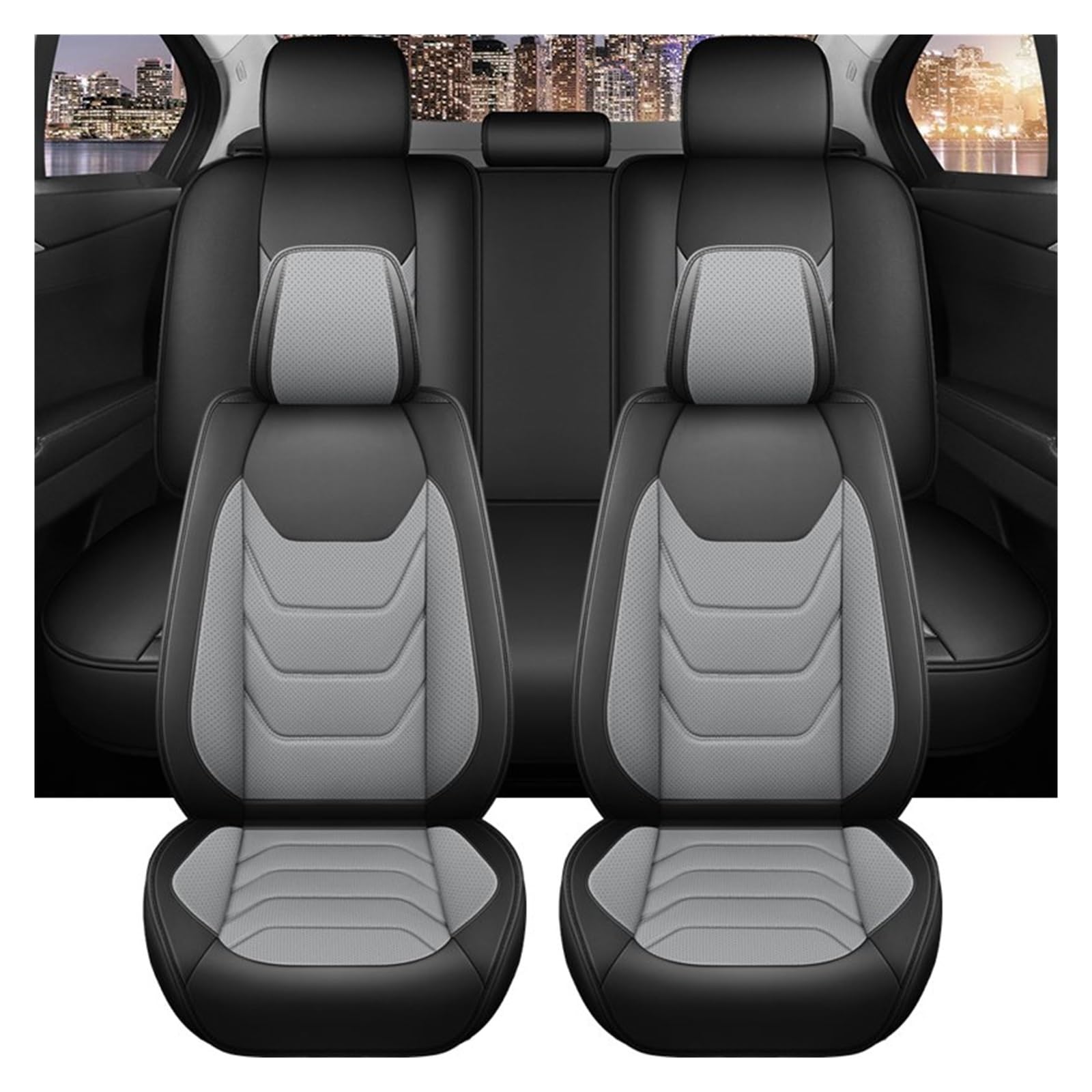 PAKAGVTTB Sitzbezüge Leder-Komplettset Autositzbezug Für Nissan Für Teana J32 Für Almera Für Classic Für Navara Für Kick Vordersitzbezüge(5 PCS 1) von PAKAGVTTB