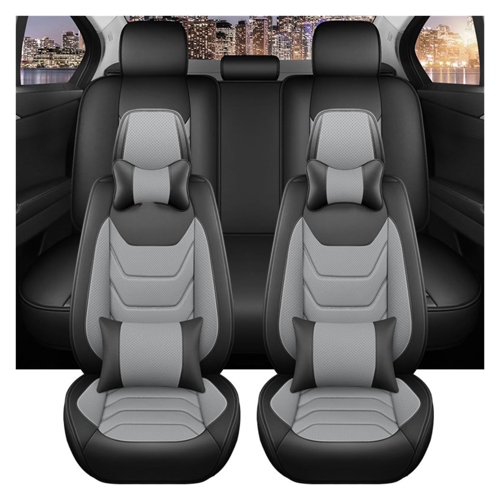 PAKAGVTTB Sitzbezüge Leder-Komplettset Autositzbezug Für Nissan Für Teana J32 Für Almera Für Classic Für Navara Für Kick Vordersitzbezüge(9 PCS) von PAKAGVTTB