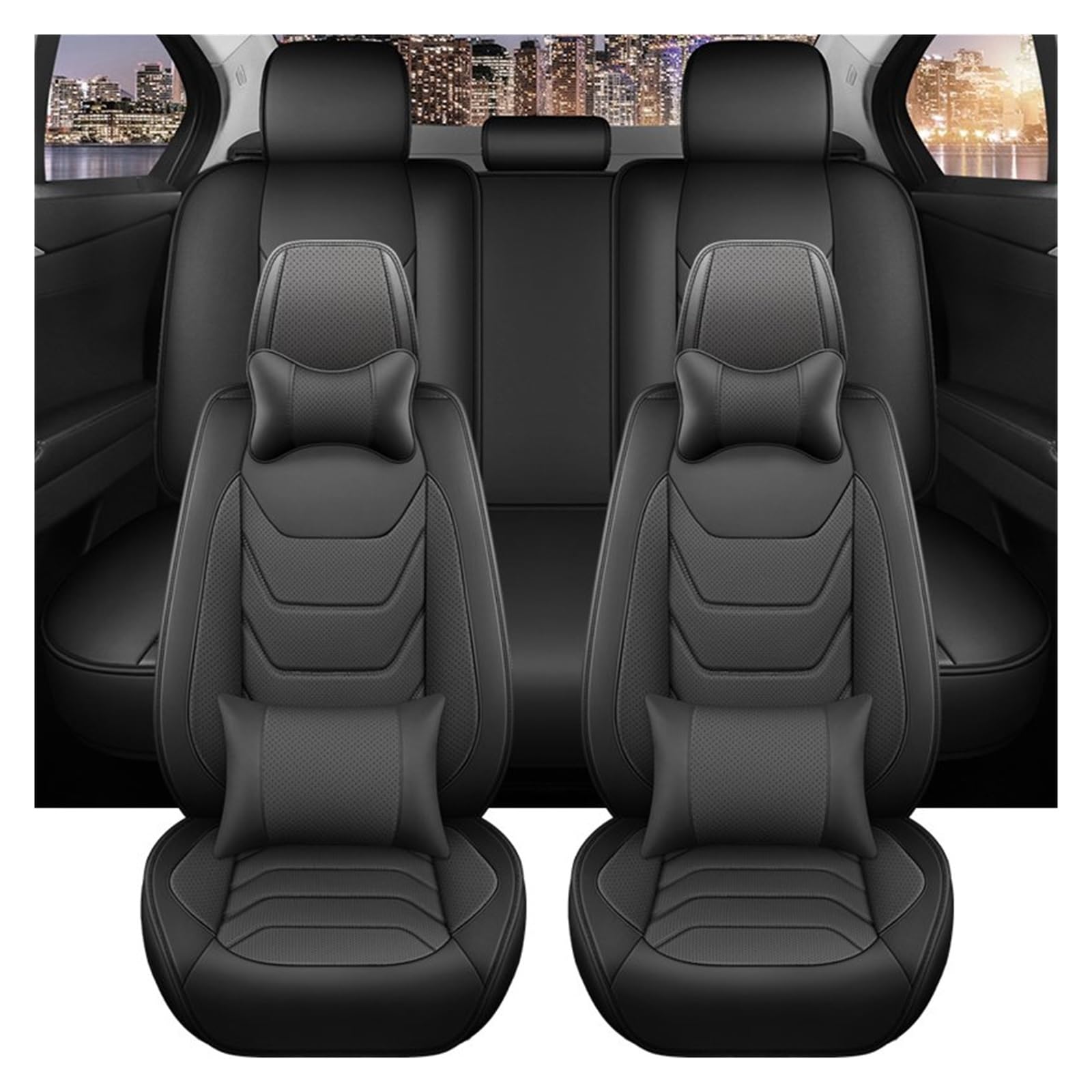 PAKAGVTTB Sitzbezüge Leder-Komplettset Autositzbezug Für Nissan Für Teana J32 Für Almera Für Classic Für Navara Für Kick Vordersitzbezüge(9 PCS 1) von PAKAGVTTB