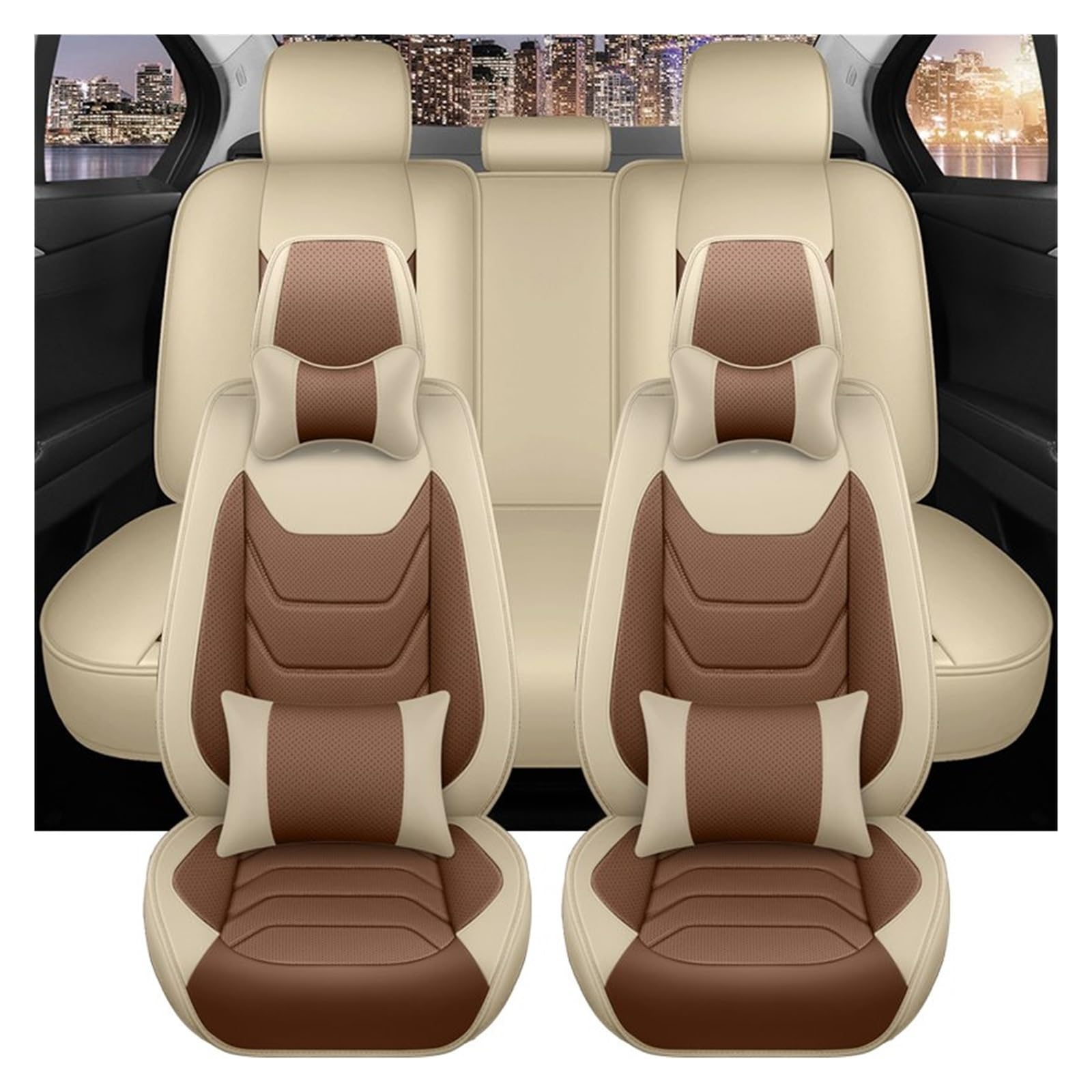 PAKAGVTTB Sitzbezüge Leder-Komplettset Autositzbezug Für Nissan Für Teana J32 Für Almera Für Classic Für Navara Für Kick Vordersitzbezüge(9 PCS 4) von PAKAGVTTB