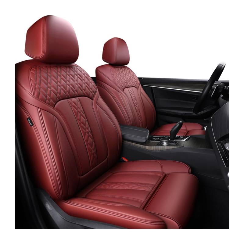 PAKAGVTTB Sitzbezüge Passgenaue Autozubehör-Sitzbezüge 5 Sitze komplettes Set aus Leder, speziell Für 7 5 3 1er Serie Für X5 Für X3 Für X1 Vordersitzbezüge(Burgundy) von PAKAGVTTB