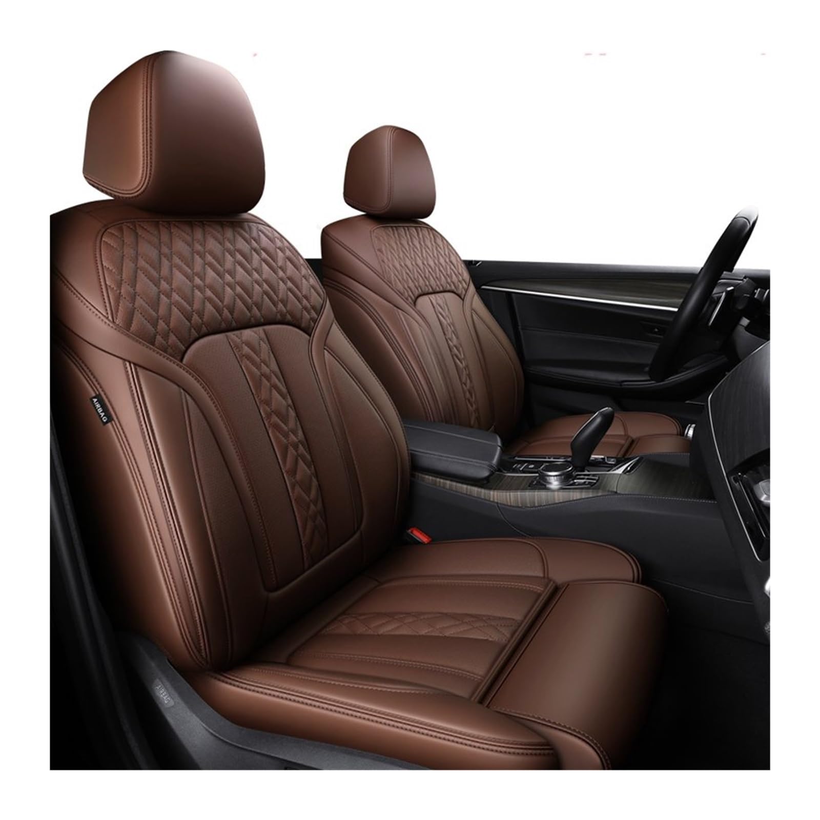 PAKAGVTTB Sitzbezüge Passgenaue Autozubehör-Sitzbezüge 5 Sitze komplettes Set aus Leder, speziell Für 7 5 3 1er Serie Für X5 Für X3 Für X1 Vordersitzbezüge(Coffee) von PAKAGVTTB