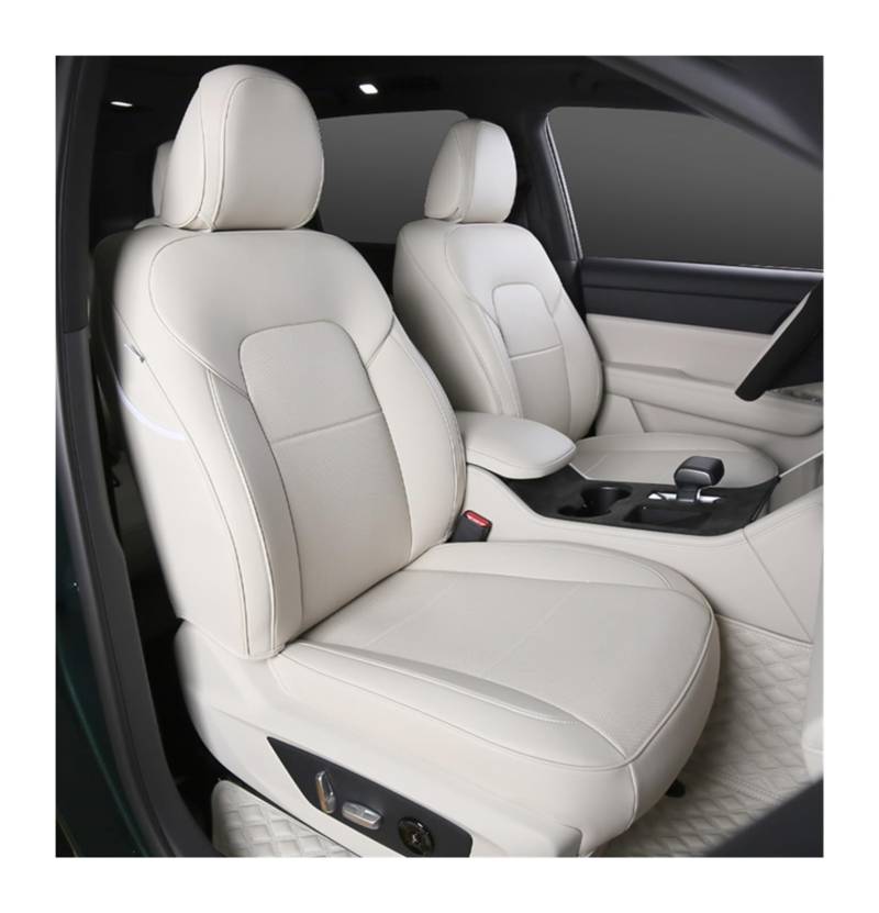 PAKAGVTTB Sitzbezüge Passgenaue Autozubehör-Sitzbezüge 5 Sitze komplettes Set aus Leder, speziell Für 7 5 3 1er Serie Für X5 Für X3 Für X1 Vordersitzbezüge(Ivory White) von PAKAGVTTB