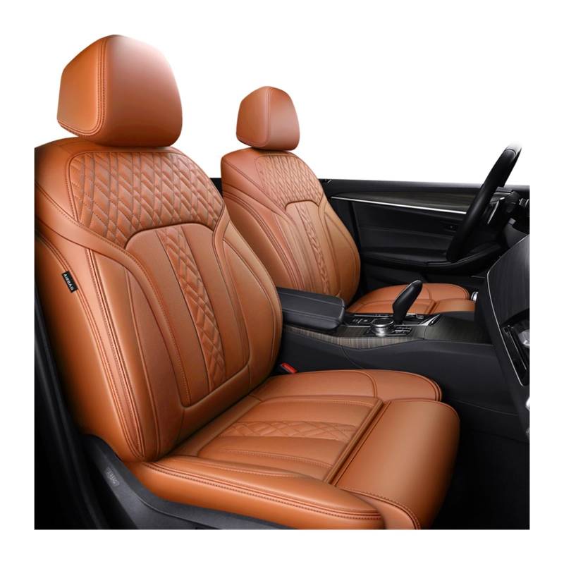 PAKAGVTTB Sitzbezüge Passgenaue Autozubehör-Sitzbezüge 5 Sitze komplettes Set aus Leder, speziell Für 7 5 3 1er Serie Für X5 Für X3 Für X1 Vordersitzbezüge(Orange) von PAKAGVTTB