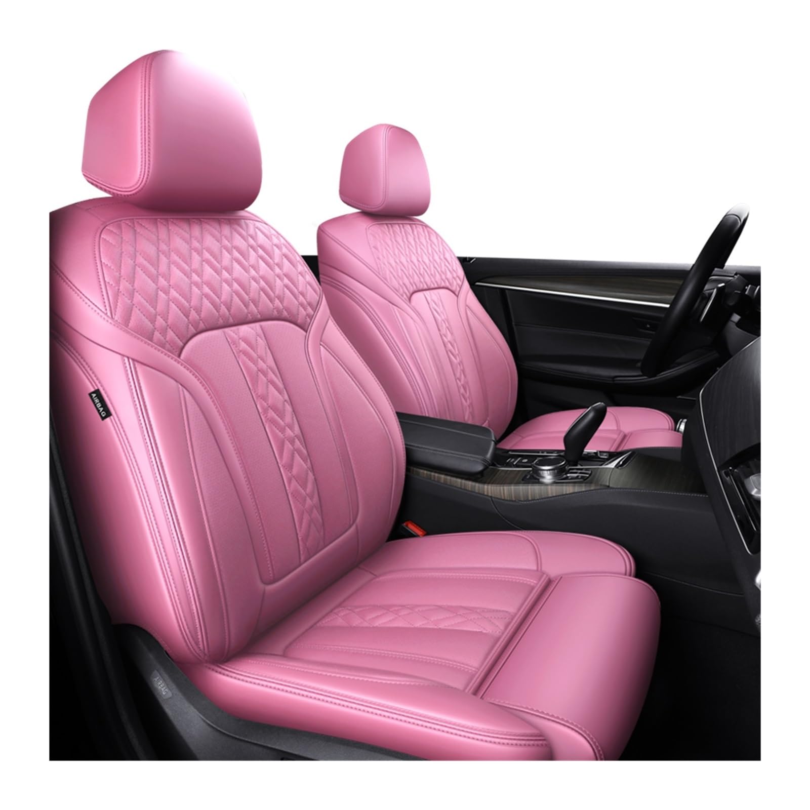 PAKAGVTTB Sitzbezüge Passgenaue Autozubehör-Sitzbezüge 5 Sitze komplettes Set aus Leder, speziell Für 7 5 3 1er Serie Für X5 Für X3 Für X1 Vordersitzbezüge(Pink) von PAKAGVTTB