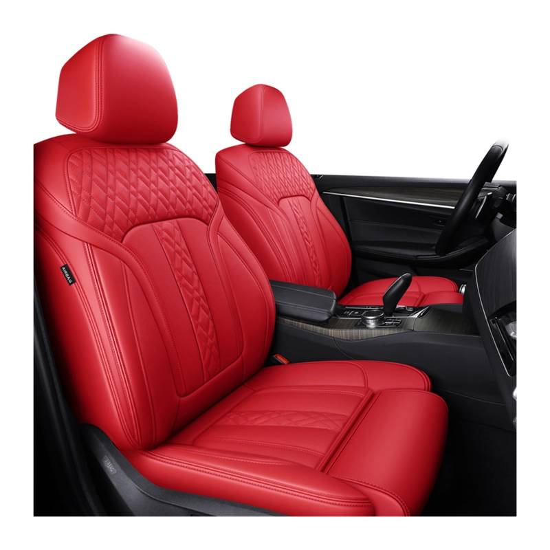 PAKAGVTTB Sitzbezüge Passgenaue Autozubehör-Sitzbezüge 5 Sitze komplettes Set aus Leder, speziell Für 7 5 3 1er Serie Für X5 Für X3 Für X1 Vordersitzbezüge(Red) von PAKAGVTTB