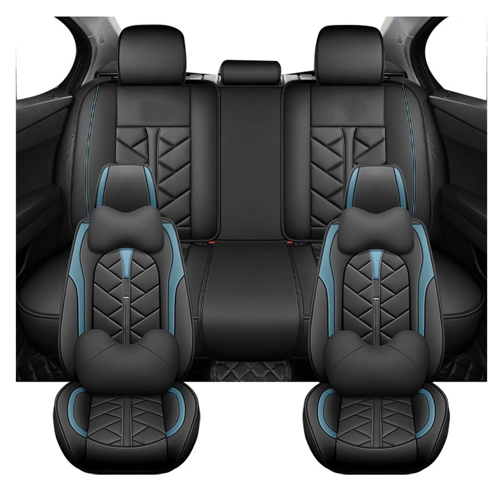 PAKAGVTTB Sitzbezüge Universal Autositzbezüge für Geely Fx11 für Manjaro für Boyue L PU Mann Geschenke Auto Innenausstattung Vordersitzbezüge(Blue) von PAKAGVTTB
