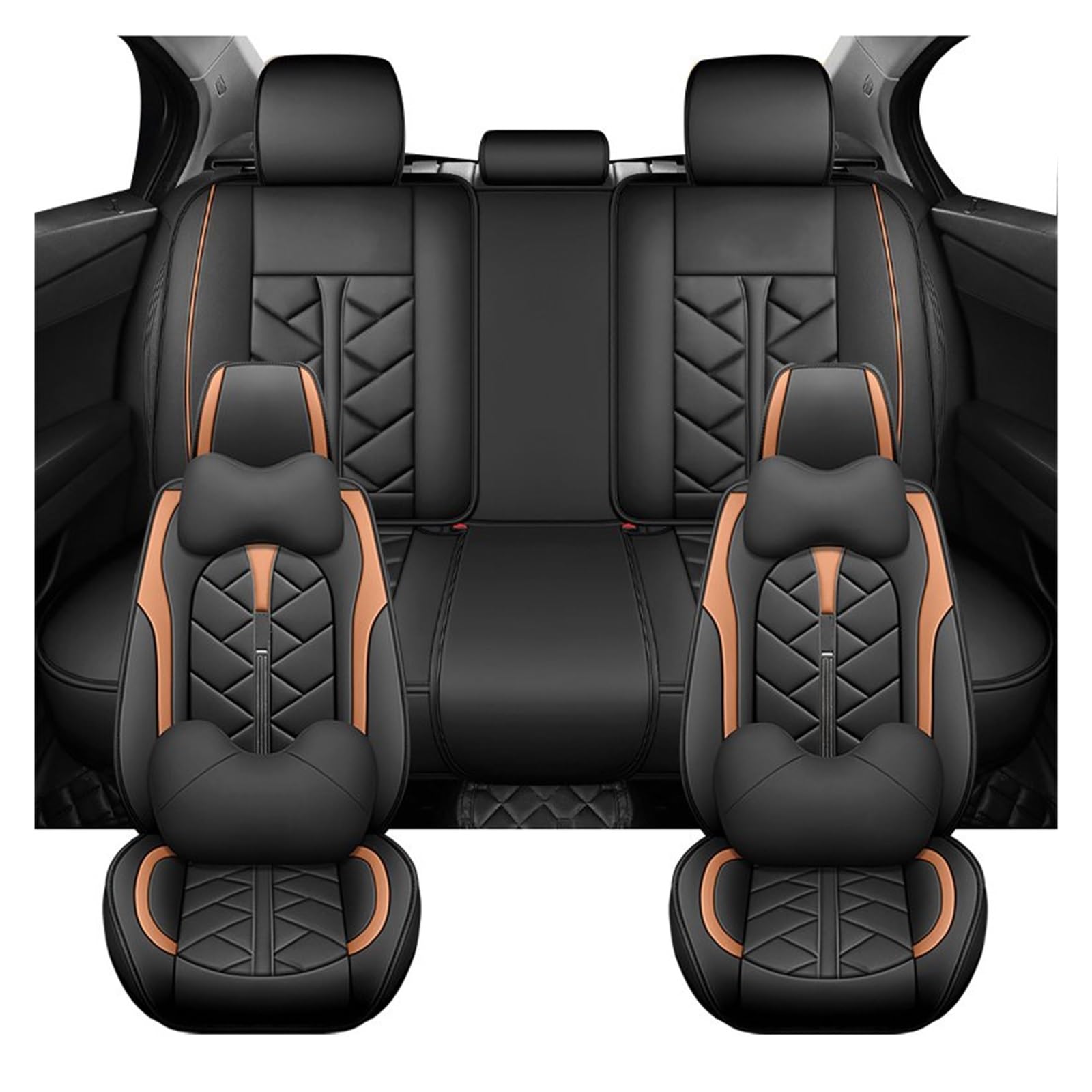 PAKAGVTTB Sitzbezüge Universal Autositzbezüge für Geely Fx11 für Manjaro für Boyue L PU Mann Geschenke Auto Innenausstattung Vordersitzbezüge(Orange) von PAKAGVTTB