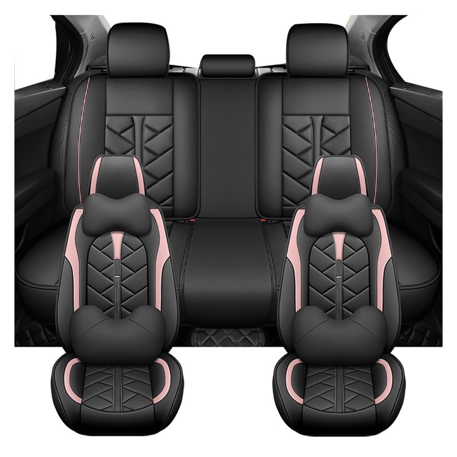 PAKAGVTTB Sitzbezüge Universal Autositzbezüge für Geely Fx11 für Manjaro für Boyue L PU Mann Geschenke Auto Innenausstattung Vordersitzbezüge(Pink) von PAKAGVTTB