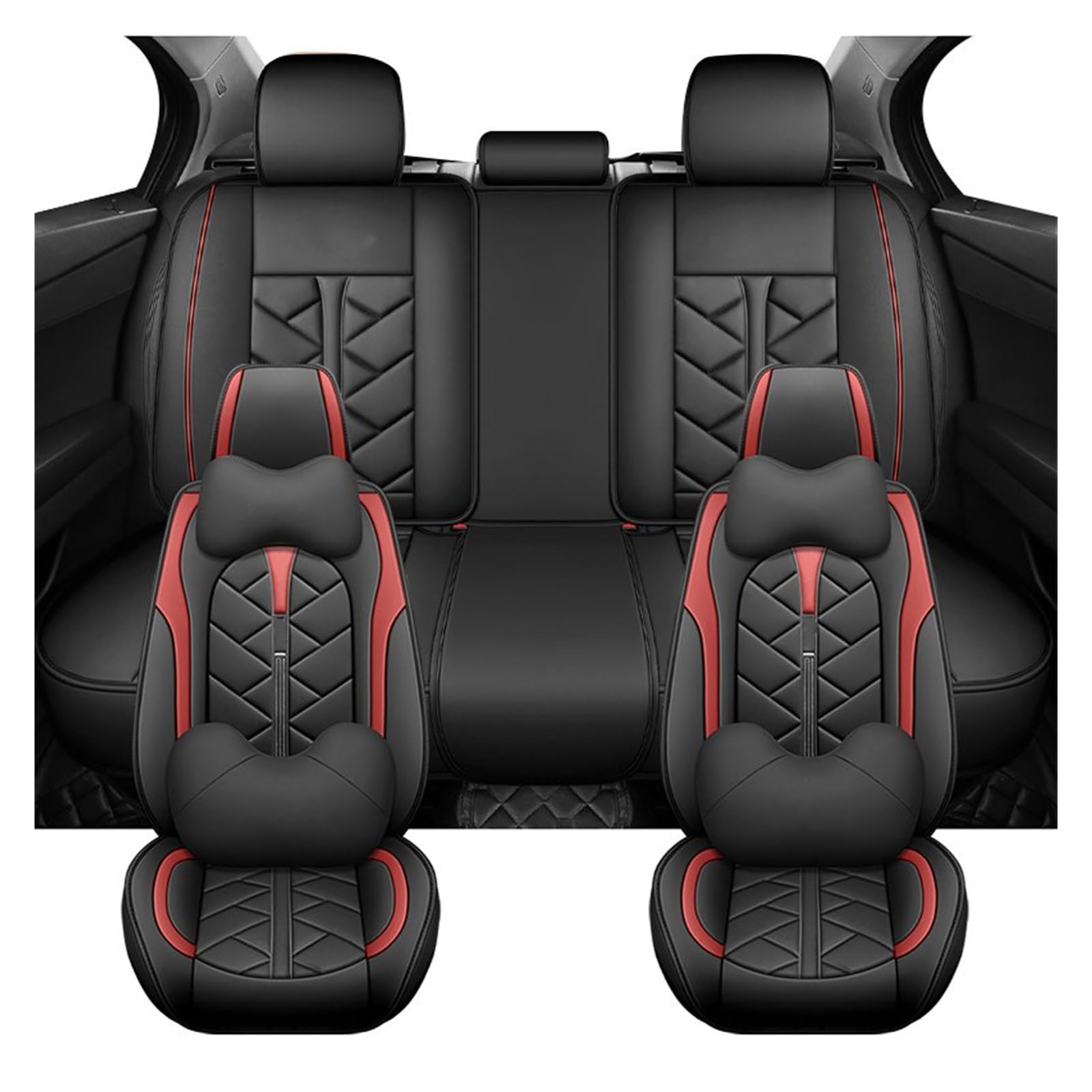 PAKAGVTTB Sitzbezüge Universal Autositzbezüge für Geely Fx11 für Manjaro für Boyue L PU Mann Geschenke Auto Innenausstattung Vordersitzbezüge(Red) von PAKAGVTTB