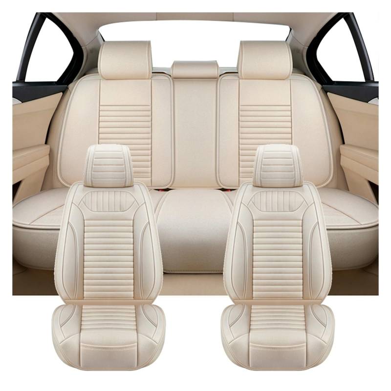 PAKAGVTTB Sitzbezüge Universal Flachs Auto Sitz Abdeckung Für Opel Für Astra HJK Für Corsa DE Für Zafira B Auto Innen Zubehör Vordersitzbezüge(Full Set-AllBeige) von PAKAGVTTB