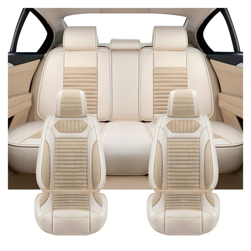 PAKAGVTTB Sitzbezüge Universal Flachs Auto Sitz Abdeckung Für Opel Für Astra HJK Für Corsa DE Für Zafira B Auto Innen Zubehör Vordersitzbezüge(Full Set-Beige) von PAKAGVTTB