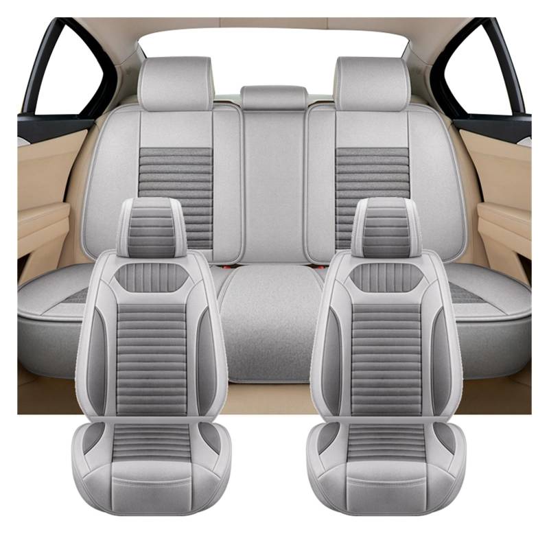 PAKAGVTTB Sitzbezüge Universal Flachs Auto Sitz Abdeckung Für Opel Für Astra HJK Für Corsa DE Für Zafira B Auto Innen Zubehör Vordersitzbezüge(Full Set-Grey) von PAKAGVTTB