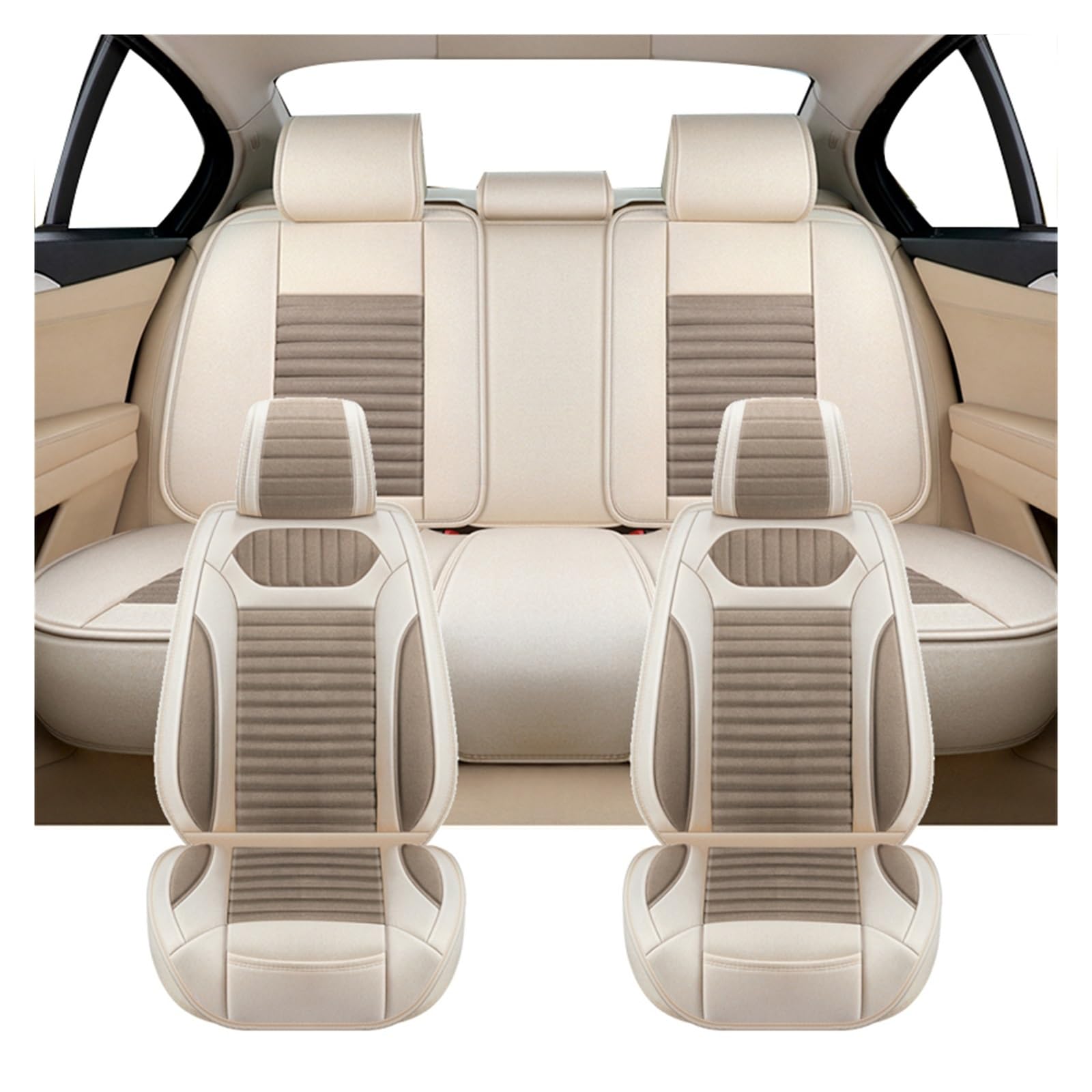 PAKAGVTTB Sitzbezüge Universal Flachs Auto Sitz Abdeckung Für Opel Für Vectra C Für Antara Für Insignia Auto Innen Zubehör Vordersitzbezüge(Full Set-Khaki) von PAKAGVTTB