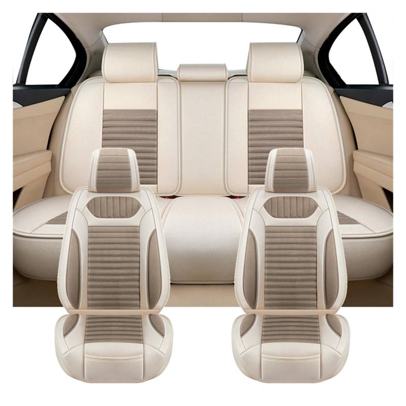 PAKAGVTTB Sitzbezüge Universal Flachs Auto Sitz Abdeckung Für Opel Für Vectra C Für Antara Für Insignia Auto Innen Zubehör Vordersitzbezüge(Full Set-Khaki) von PAKAGVTTB