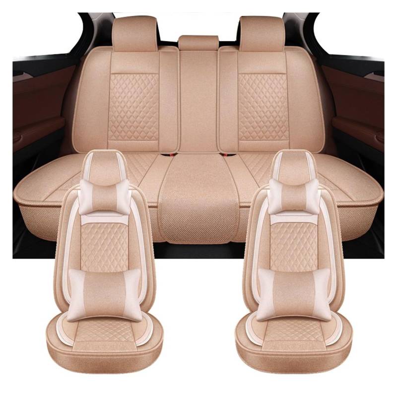 PAKAGVTTB Sitzbezüge Universal-Komplettset Autositzbezüge Für Nissan Für Teana J32 Für Kicks Für Sunny Für Altima Autozubehör Vordersitzbezüge(Beige) von PAKAGVTTB