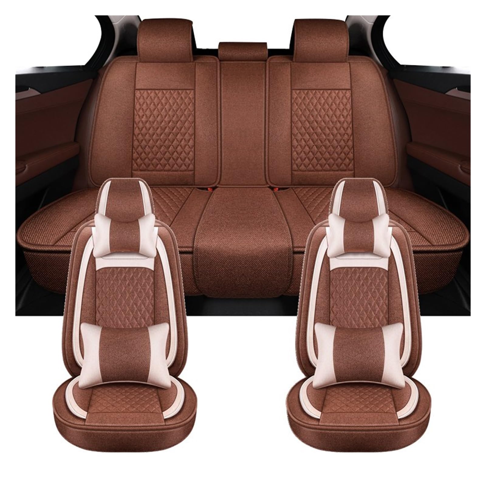 PAKAGVTTB Sitzbezüge Universal-Komplettset Autositzbezüge Für Nissan Für Teana J32 Für Kicks Für Sunny Für Altima Autozubehör Vordersitzbezüge(Coffee) von PAKAGVTTB