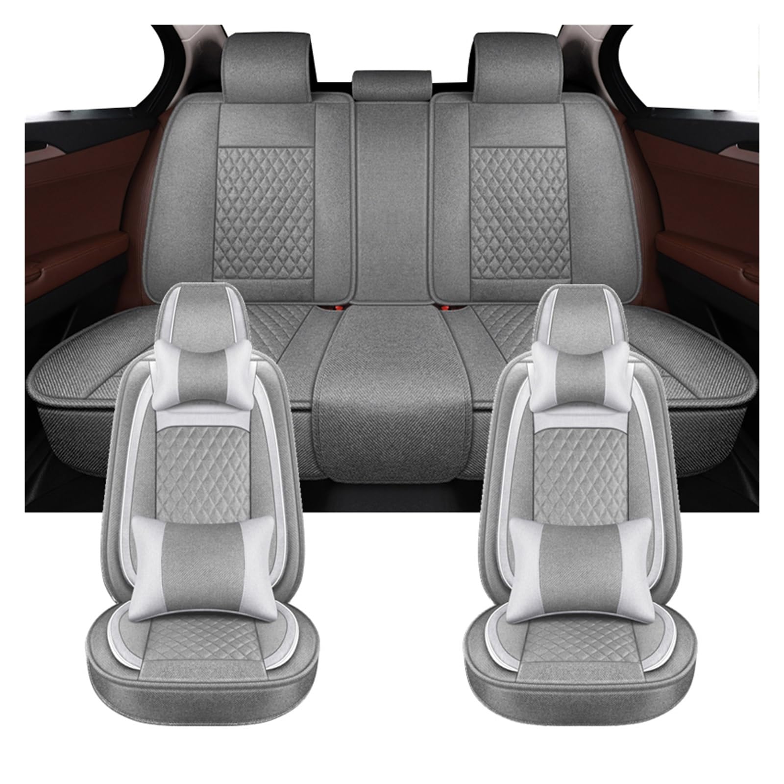 PAKAGVTTB Sitzbezüge Universal-Komplettset Autositzbezüge Für Nissan Für Teana J32 Für Kicks Für Sunny Für Altima Autozubehör Vordersitzbezüge(Grey) von PAKAGVTTB