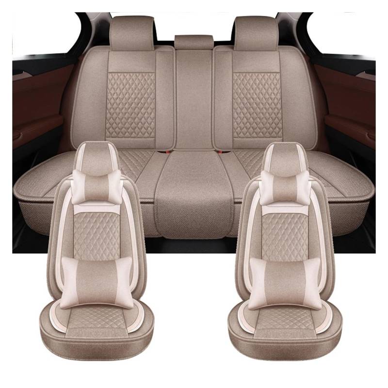 PAKAGVTTB Sitzbezüge Universal-Komplettset Autositzbezüge Für Nissan Für Teana J32 Für Kicks Für Sunny Für Altima Autozubehör Vordersitzbezüge(Khaki) von PAKAGVTTB